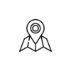 Location pin over a folded map icon, indicating a place or destination.